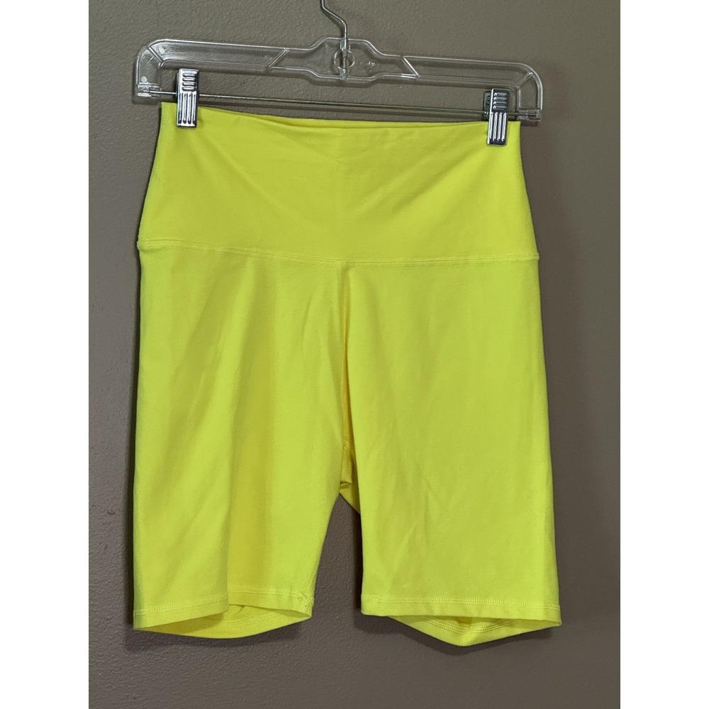 Aerie Neon Yellow Chill Play Move High Rise Biker Shorts Womens Size M